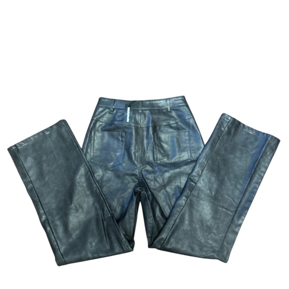 PrettyLittleThing Denim - PrettyLittleThing Black Faux Leather Straight Leg Trousers NWT